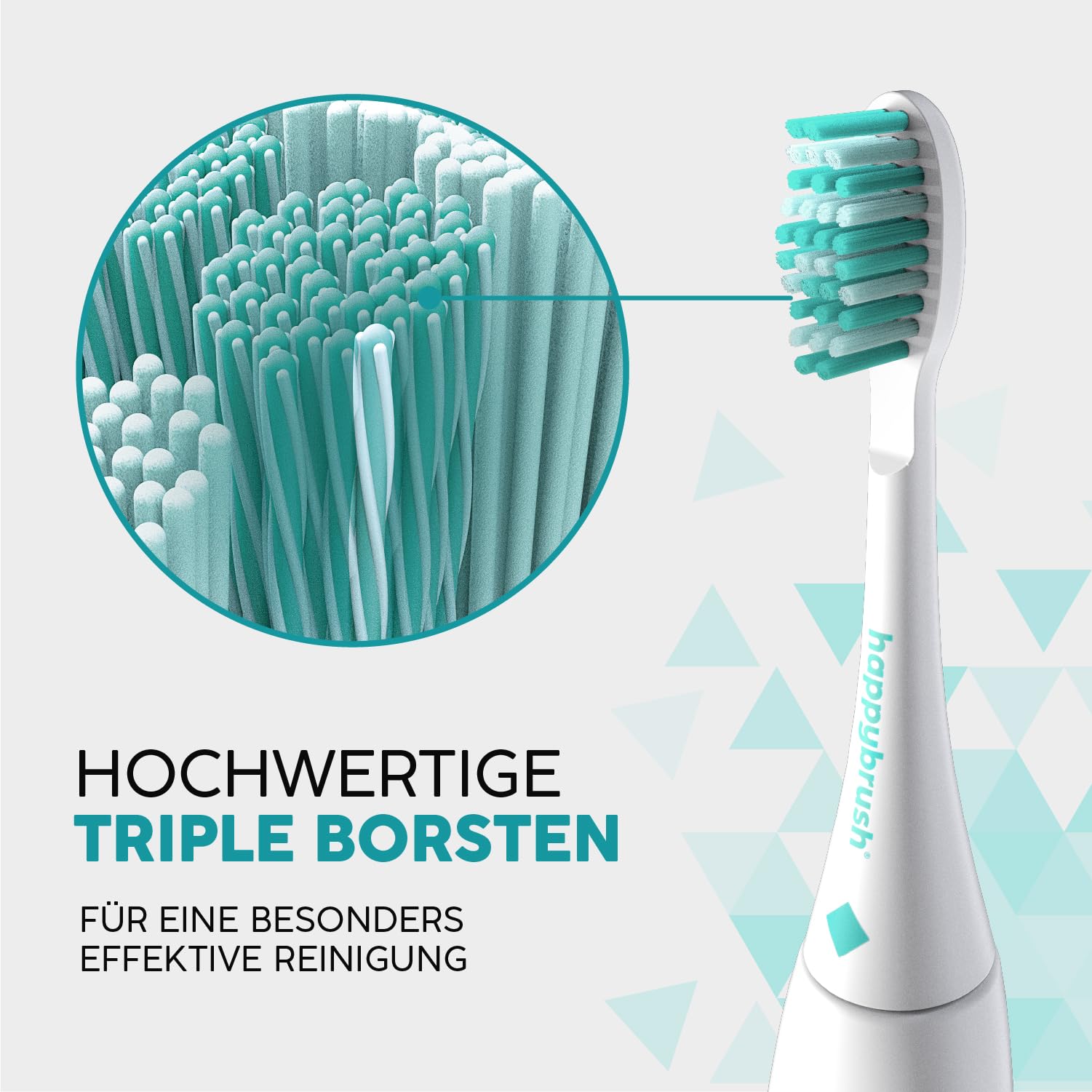 happybrush® Nachhaltige Aufsteckbürsten für elektrische Schall-Zahnbürste Eco VIBE 3 - Weiß/Mint - 9 Stück