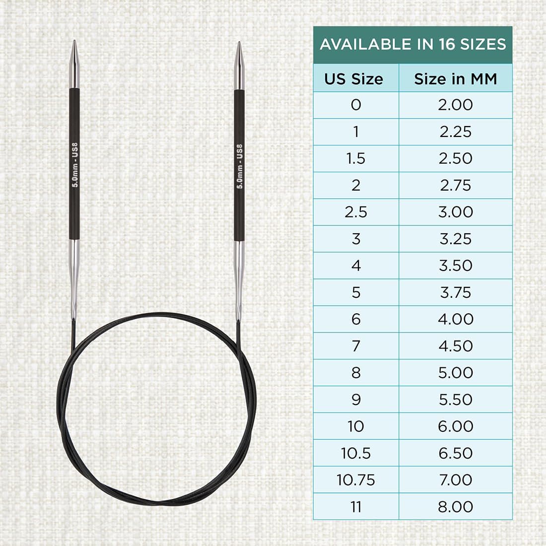 KnitPro Karbonz Fixed Circular Needle 24"(60cm) | US Size 8 (5mm)