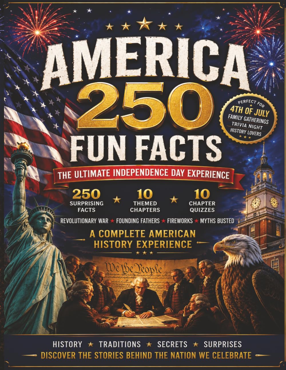 America 250: 250 Fun Facts You Didn't Know About Independence Day: Ultimate July 4th Trivia - Founding Fathers, Revolutionary War, Myths Busted & History Quizzes for Teens, Adults & Families