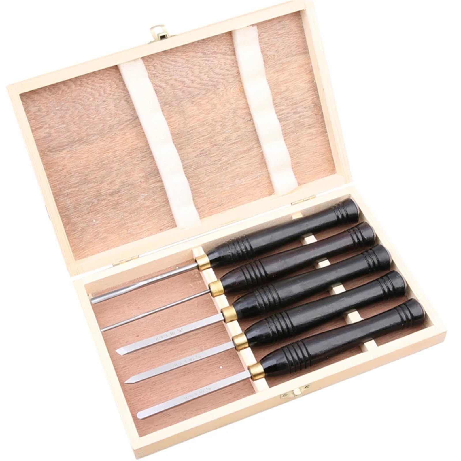 Jeu de ciseaux de tour, ensemble d'outils de tournage for le travail du bois, couteau demi-cercle en acier rapide HSS, outil de tournage du bois à main 5 pièces/ensemble Efficace Et Stable