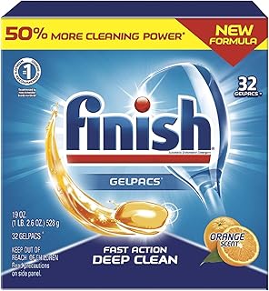 Finish All In 1 Gelpacs, Orange 32 Tabs, Dishwasher Detergent Tablets (Pack of 2)