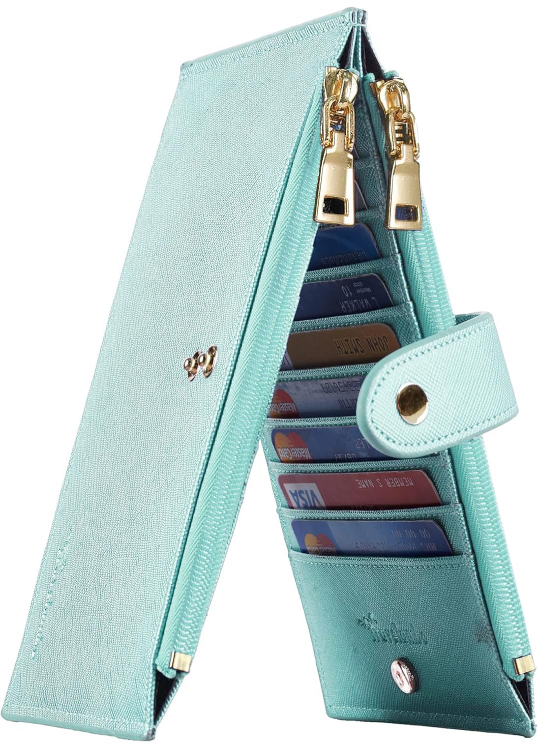 TravelamboRFID Wallet Women Large Size Bifold Multi Card Wallet Case with Zipper Pocke Credit Card Holder for Women