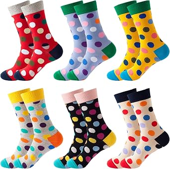 DRASEX Mens Colorful Dress Socks Novelty Funny Fancy Funky Pattern Combed Cotton Casual Crazy Crew Socks
