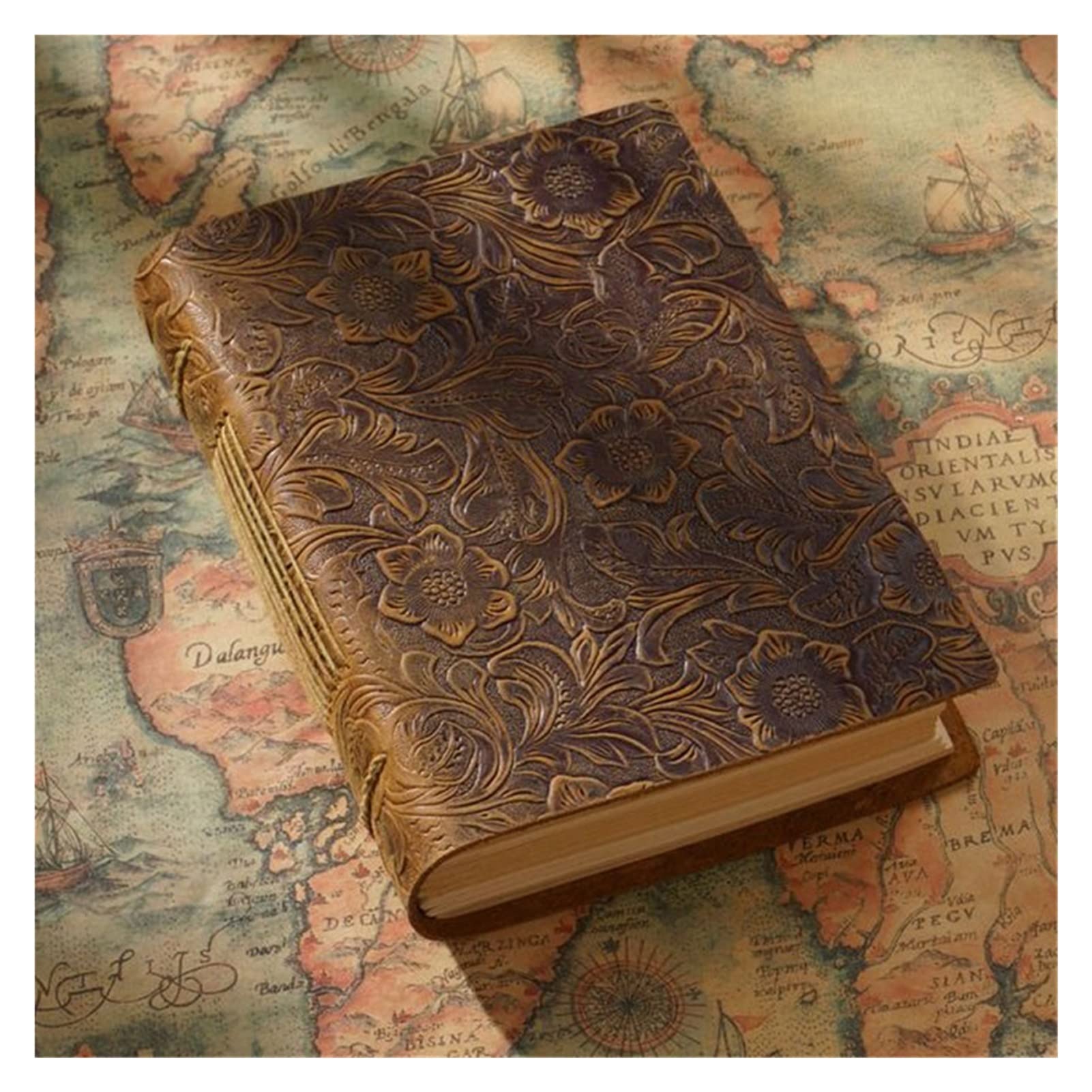 SePKUs Copertina per notebook fatta a mano Diario retrò Quaderno per schizzi Insegnante adolescente Regalo Carta Kraft vuota Libro originale 400 pagine (B)
