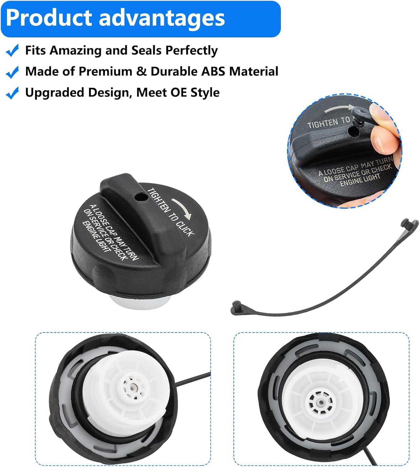 Gas Cap for Jeep Wrangler JL Cherokee Gladiator JT Fuel Caps Compatible with Sebring, Dodge Avenger Dart Journey, Ram 1500 Classic, Replace 4766579AB 4766579AA Fuel Tank Filler Cap