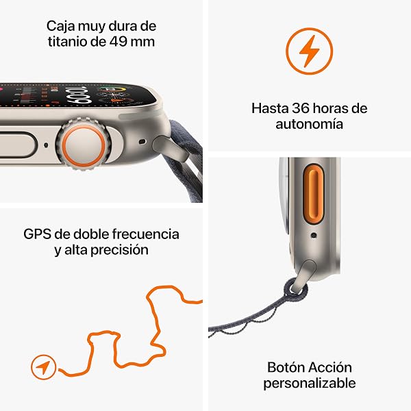 Apple Watch Ultra 2 [GPS + Cellular] Smartwatch con Caja de Titanio Resistente de 49 mm y Correa Loop Alpine Azul - Talla M. Monitor de entreno, GPS de Alta precisión, botón Acción, Neutro en Carbono - 5