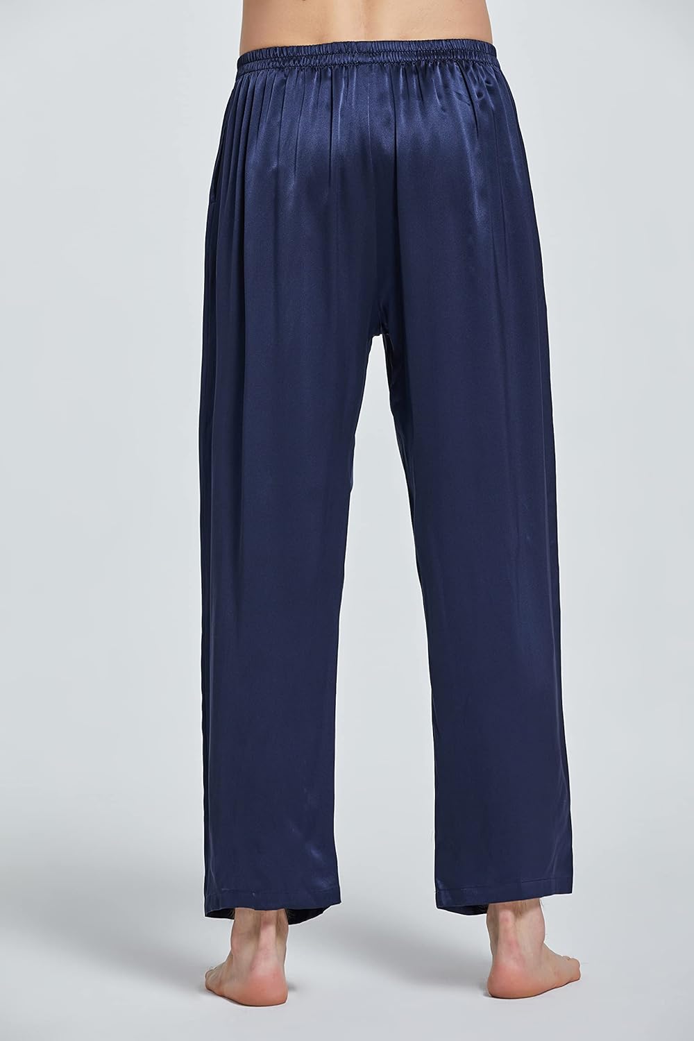 LEPTON 19mm 100% Mulberry Silk Pants for Men, Silk Pants Sleepwear, Relaxed Fitness Wear, Front Pockets, Elastic Waist - Image 2