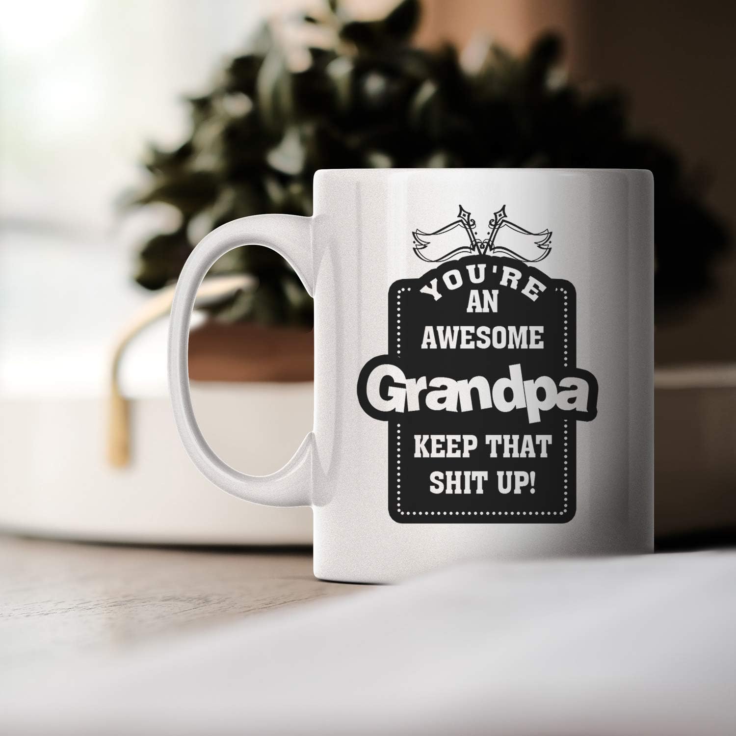 60% Off Discount You're an Awesome Grandpa Keep That Shit Up - 11 oz Coffee Mug Birthday Holiday Christmas Father's Day Gift Idea for Men From Grandson Granddaughter