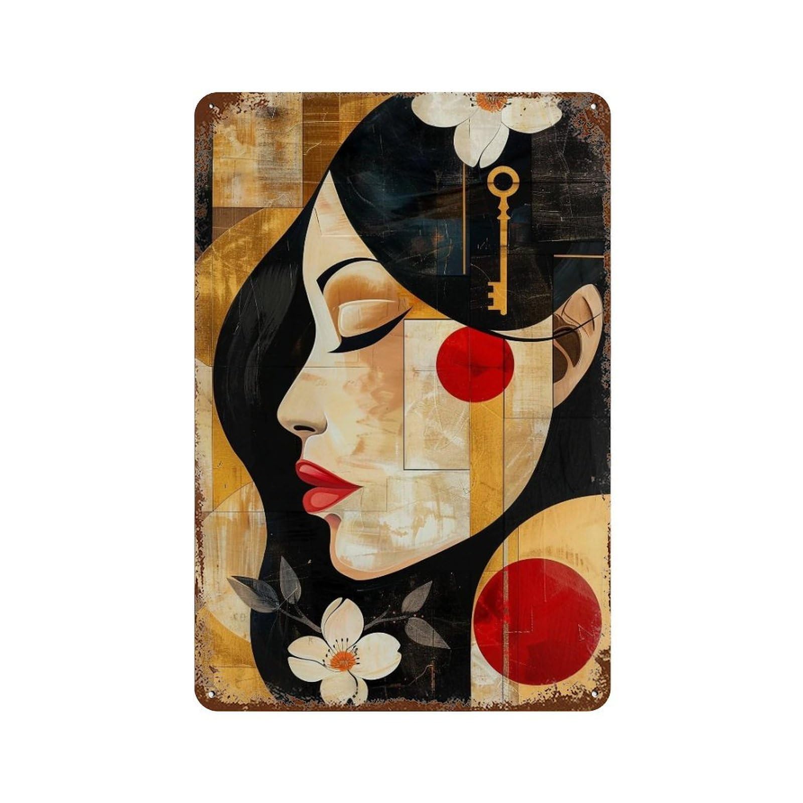 HDURYEYRYY Oriental Geometry 02 Wall Retro Iron Vintage Art Metal Tin Sign Poster Modern Home Cofffee Club Art Bar Shop Decor Style 30x20cm