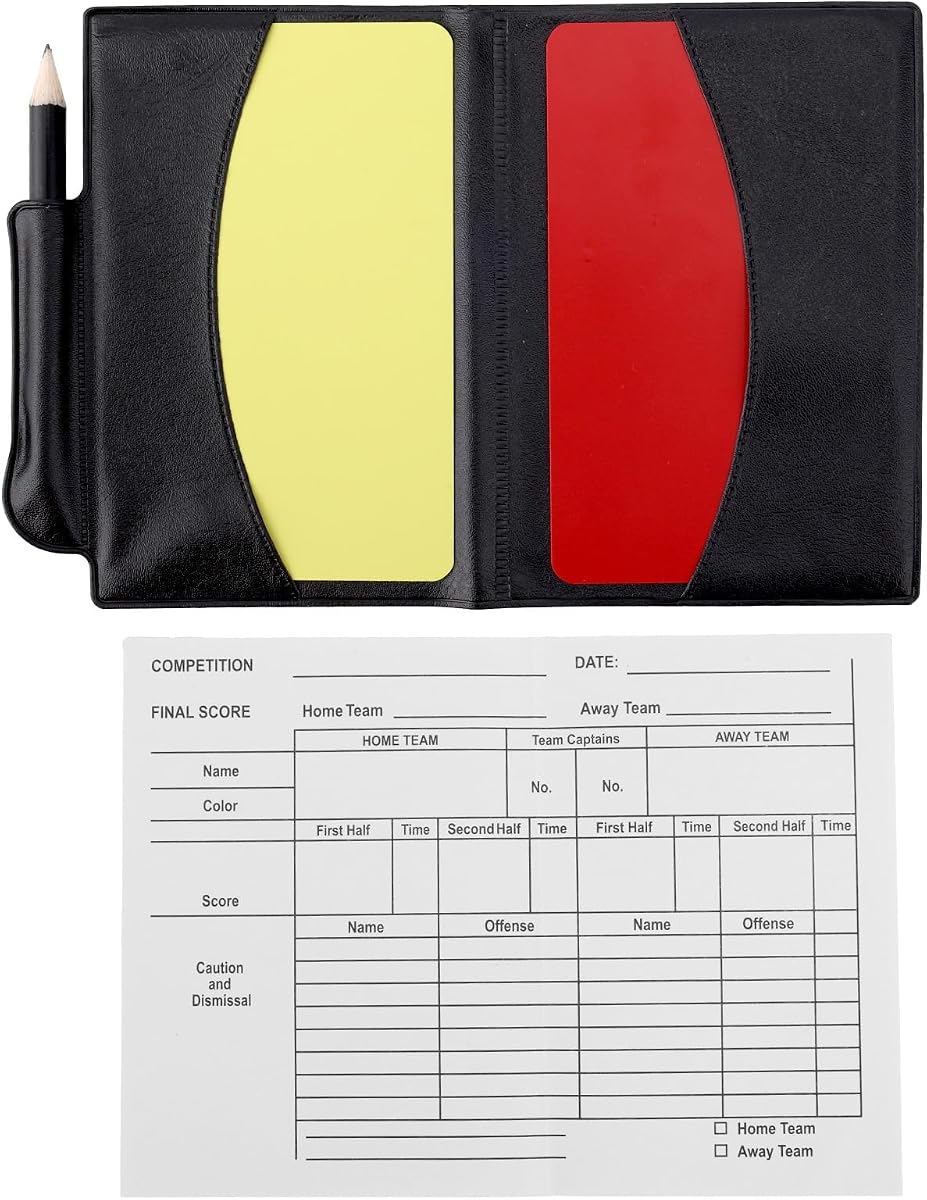 Kit de árbitro de fútbol, ​​tarjetas amarillas y rojas con almacenamiento de tarjetas, billetera, papel de registro, lápiz, accesorios de advertencia para árbitro, juego de equipo para fútbol, ​​voleibol, baloncesto, partidos deportivos y entrenamiento