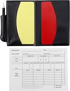 Football Ref Soccer Referee Kit, Yellow Red Cards with Card Storage Wallet Record Paper Pencil Warning Referee Accessories Equipment Set for Football Volleyball Basketball Sports Matches & Training