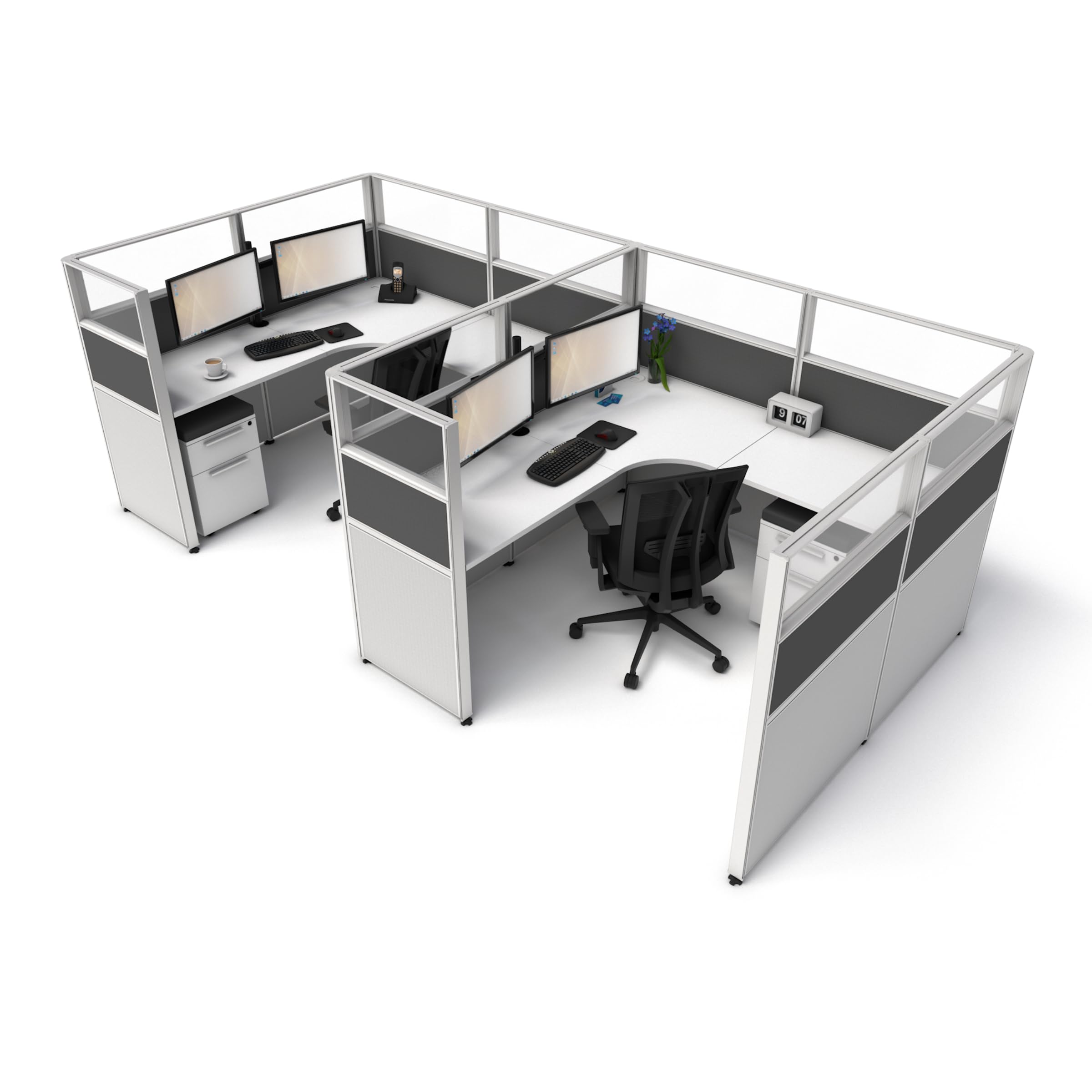 SUNLINE Office Cubicle - Complete Cubicle Desk Kit with 7 Layout Options and Dual Monitor Arm Modular Cubicle — view 5