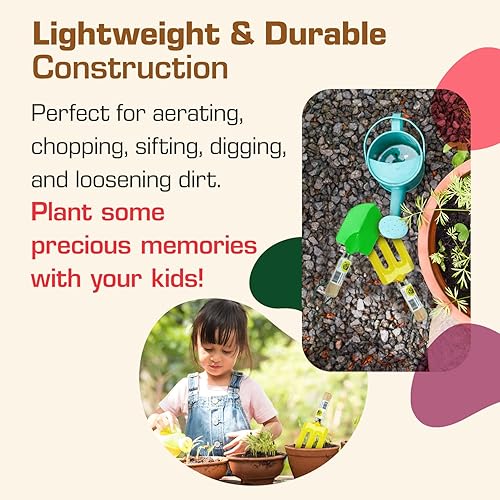 Miniatura 3 de Rugg Tenedor de mano de jardín para niños, mini herramienta de excavación de acero con mango de madera, herramienta de jardinería para niños,