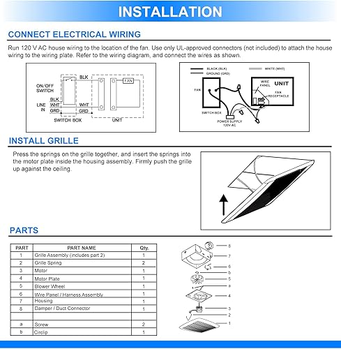 Miniatura 8 de LEDMyplace Sterling Value Series S50 - Ventilador de escape de baño 4.0 Sones 50 CFM blanco para techopared, collares de polvo con certificación ETL