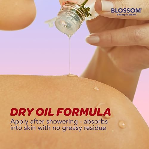 Miniatura 9 de Blossom Aceite corporal hidratante e hidratante para el cuidado de la piel, aceite seco infundido con flores reales, 2 fl. oz2.0 fl oz, morado,