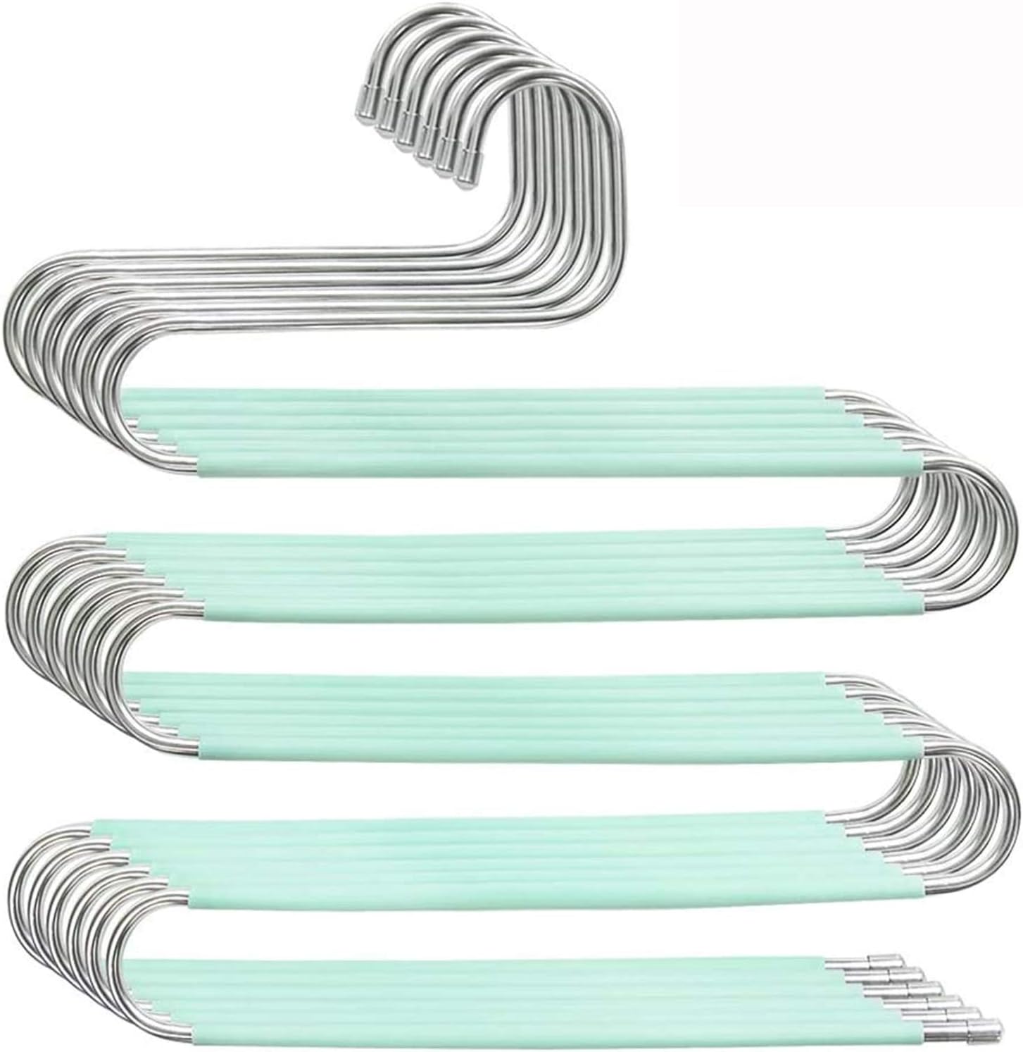 Authentic Crazy Deals Myfolrena Pants Hangers, Updated S Shaped Hanger Non Slip Clothes Hanger Space Saving for Jeans Trousers Slacks Leggings (Teal-6 Pack)