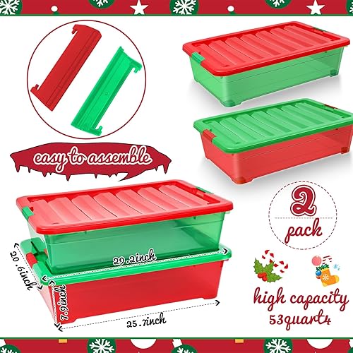 Miniatura 3 de Abbylike Paquete de 2 contenedores de plástico de 53 cuartos de galón para guardar debajo de la cama con tapas, organizador de envoltura de regalos,