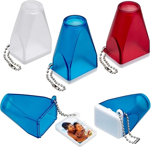 Vista 5 de Neil Enterprises Inc. Llavero visor de marco completo translúcido rojo - Caja de 50, Rojo