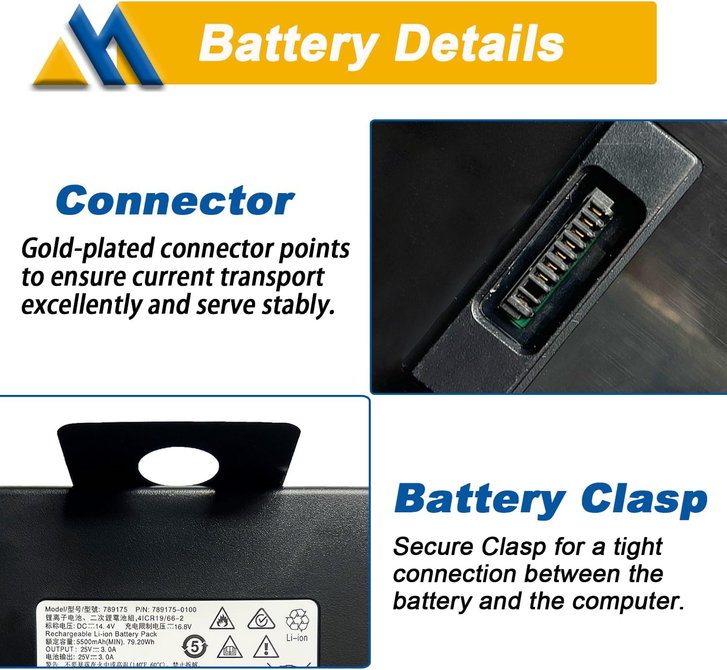 789175 078592 Battery Replacement for Bose S1 pro Battery Pack 789175-0100 789175-0110 789175-0010 4INR19/66-2 14.8V 81.4Wh 5500mAh - Image 4
