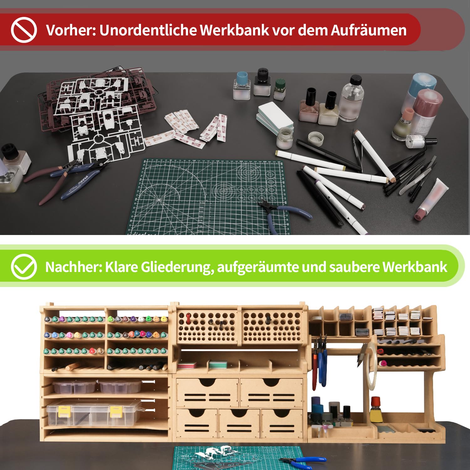Werkzeug-Organizer für Plastikmodelle, zum Ordnen von Werkzeugen für den Plastikmodellbau, Zangen/Pinzetten/Bürsten/Schraubendreher, geeignet für Tamiya/Gundam Tools GK Pro