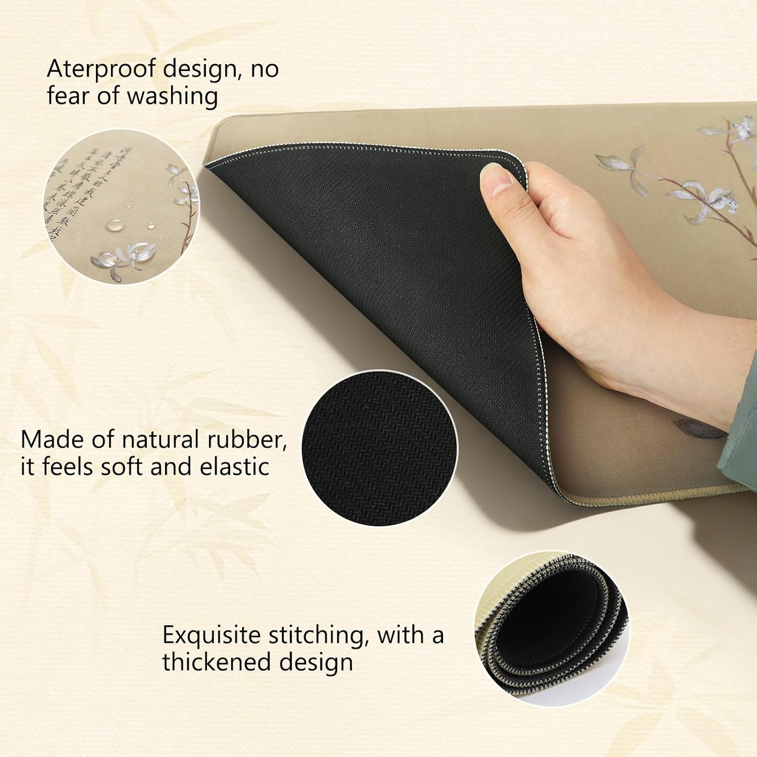 Chinese Style Famous Art Mouse Pad, 31.5x12 Inches Non-Slip Rubber Base, Waterproof Desk Mat for Office & Gaming (Extended XX-Large, Nine Orchids (Chinese Flower Painting))