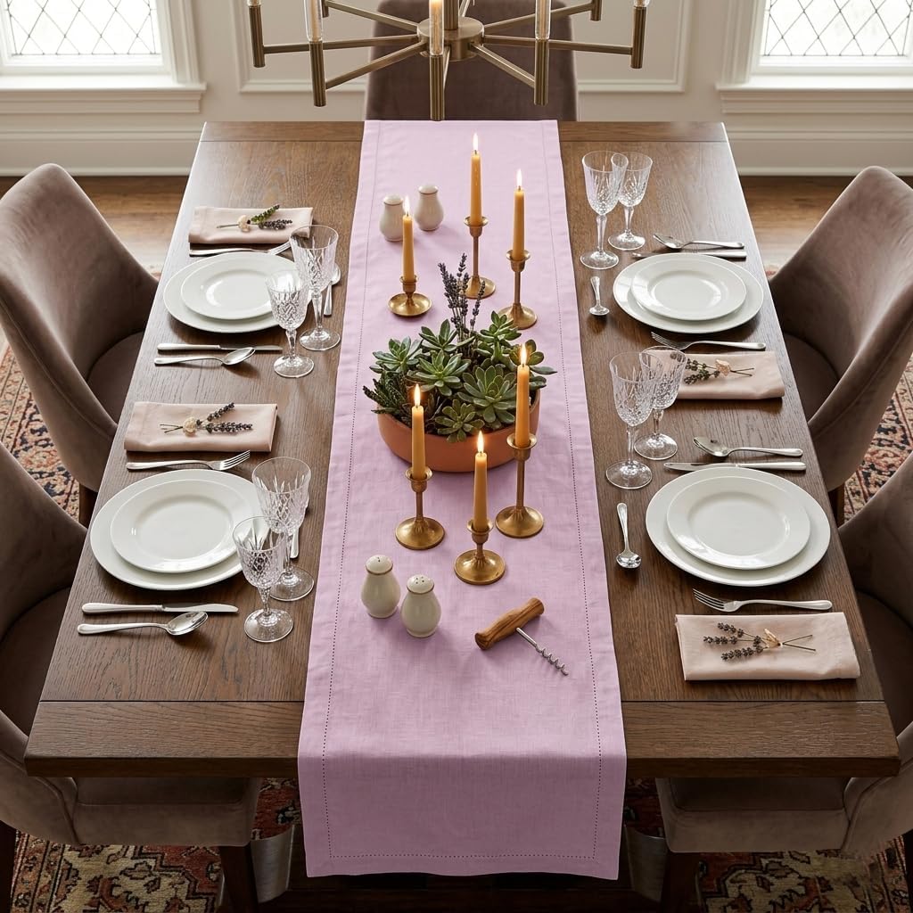Urban Villa Table Runner Cotton Heavier Quality 14x72 Pink