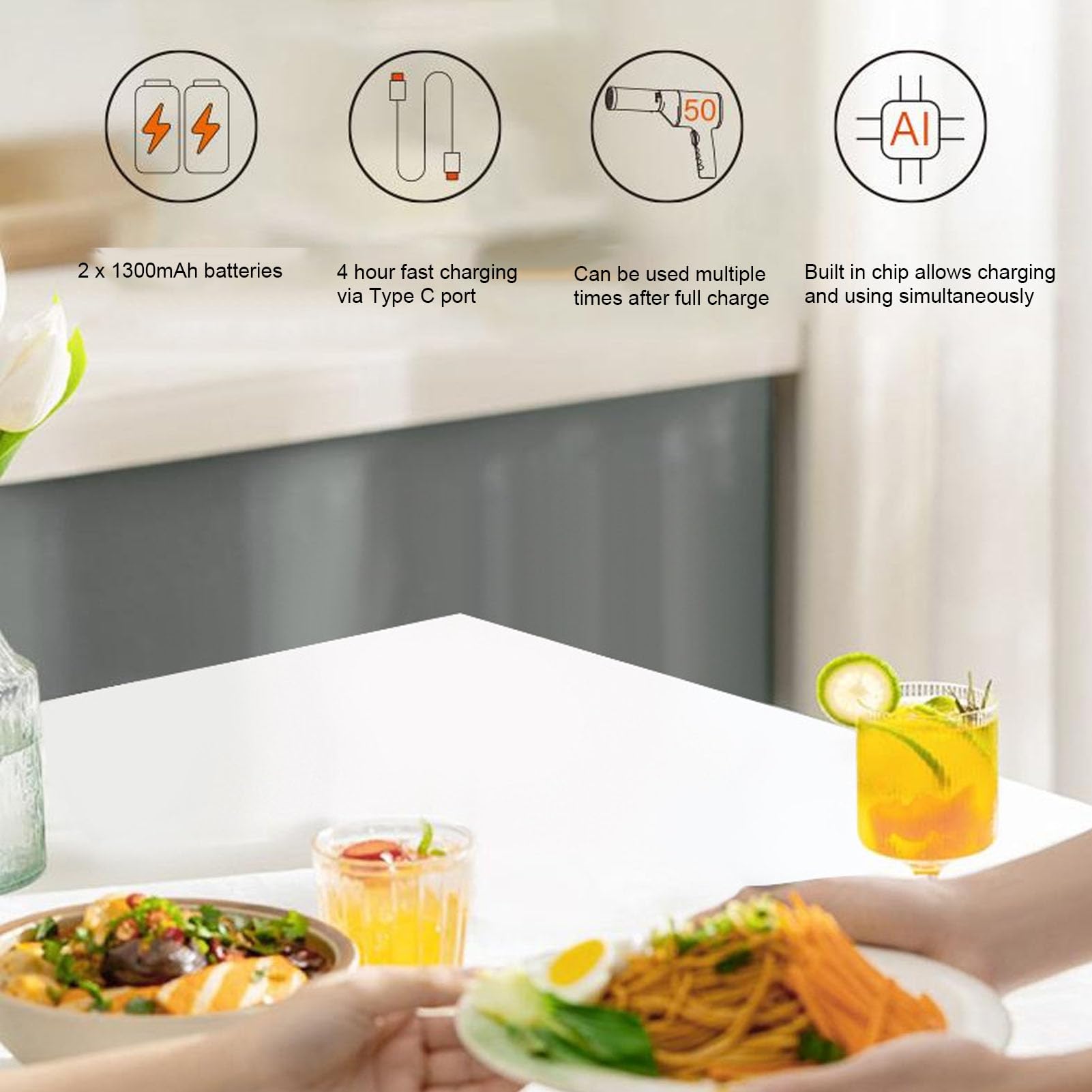 Máquina para hacer pasta eléctrica de mano con 5 moldes para pasta, máquina