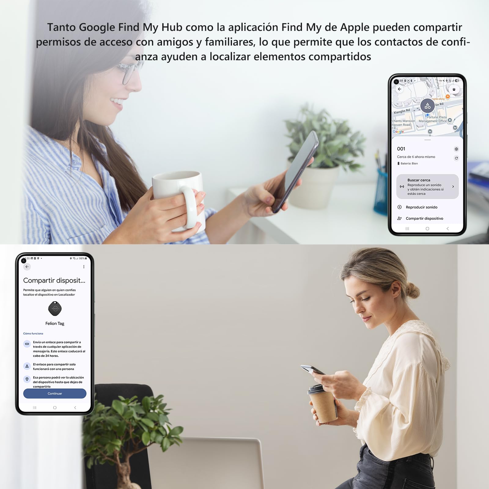 VOCOlinc Smart Tag para Android & iOS, Dual Sistema Buscador de Objetos Compatible con Google Localizador o Apple Buscar App, Localizador de Artículos para Llaves/Equipaje/Maleta, Batería Reemplazable — view 6