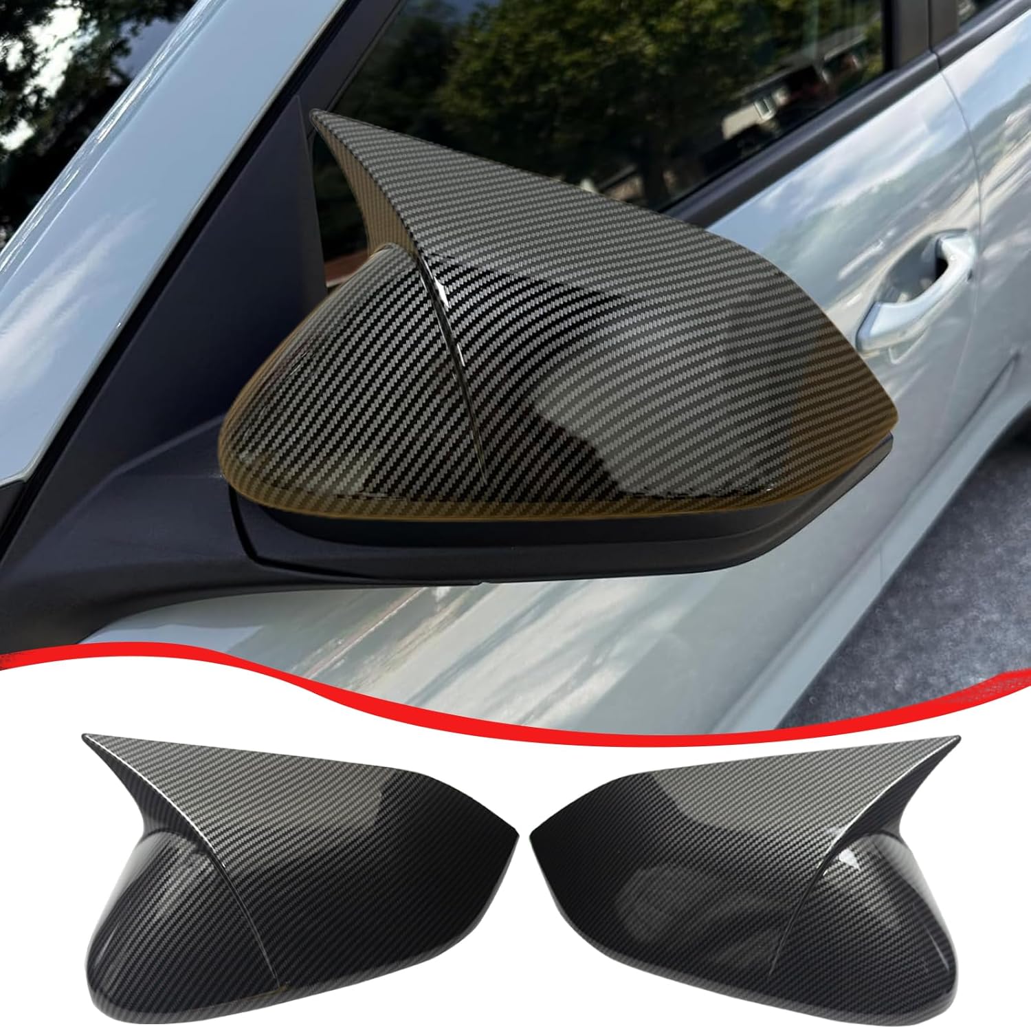 Side Mirror Cover,for Kia K4 2024 2025 2026, Carbon Fiber Side Rear Mirror Covers Body Kit Accessories for Cars(for The Without Turn Signal Cutout Model)