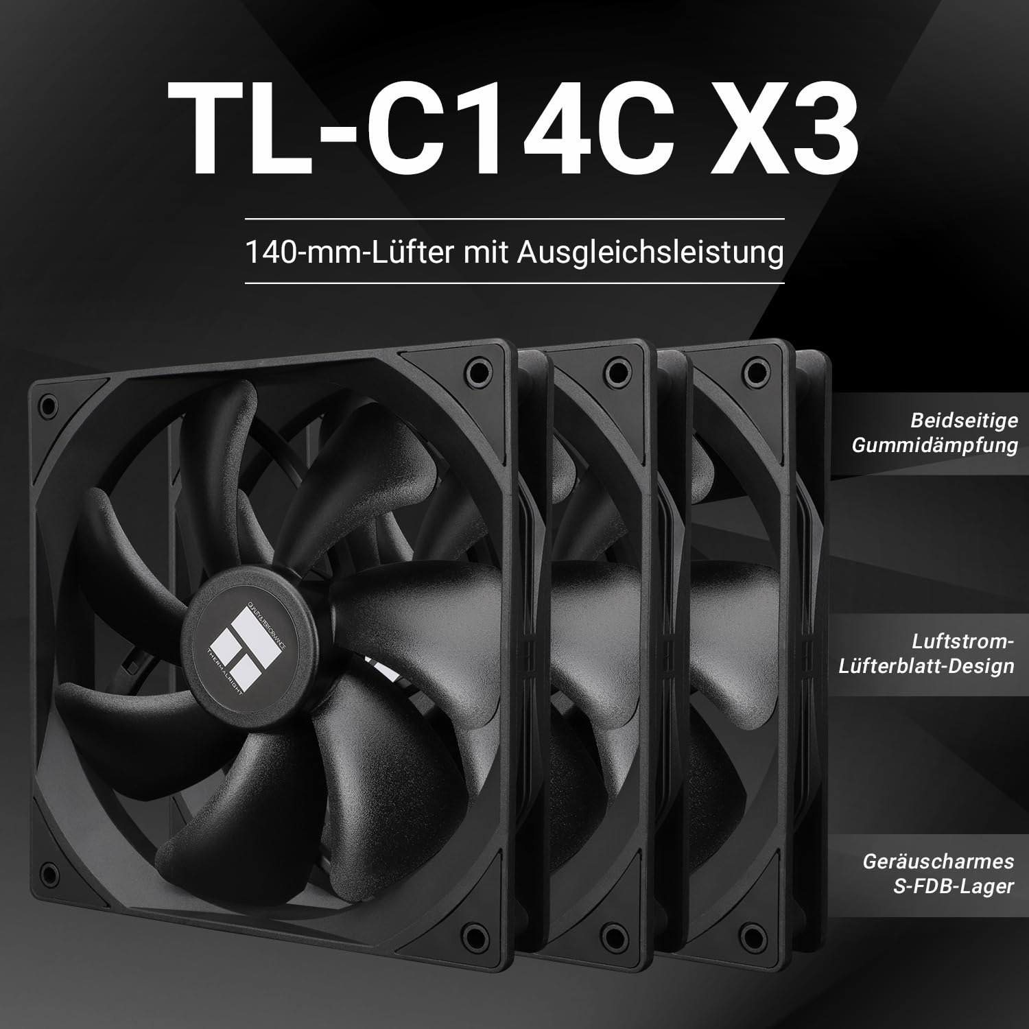 Image secondaire de Ventilateur Thermalright TL-C14C X3 140 mm PWM Silencieux pour CPU