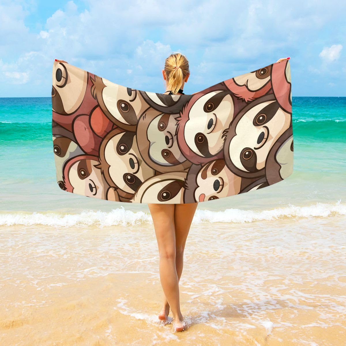 Toalla De Playa Perezosos Adorables Toalla De Viaje Absorbente Toallas Baño Premium Toallas De Sauna para Gimnasio Natación Camping 80X130CM