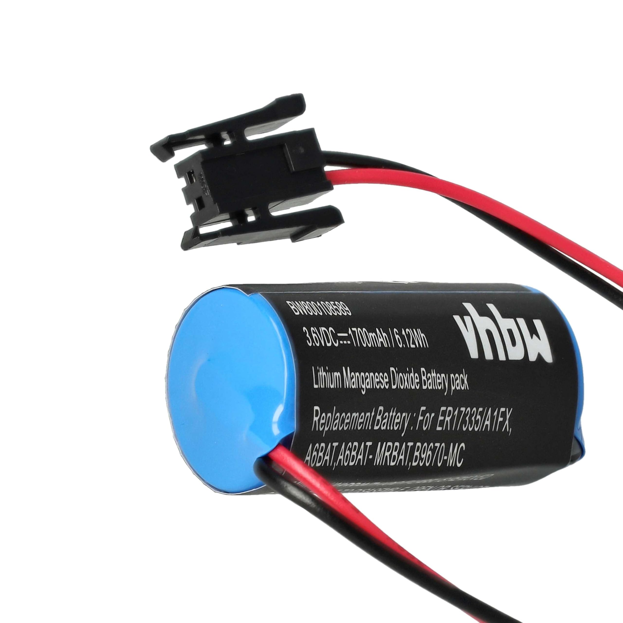 vhbw 10 x bateria zastępuje Mitsubishi B9670-MC, A6BAT, A6BAT-MRBAT, do sterowania przemysłowego (1700 mAh, 3,6 V, litowo-jonowy)