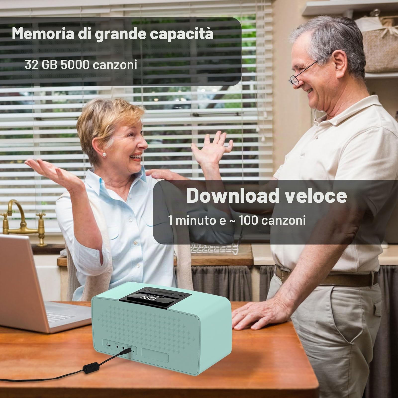Lettore musicale semplice per anziani – Lettore audio facile con scheda TF da 32 GB, lettore MP3 a grande pulsante per anziani, ipovedenti, pazienti con Alzheimer