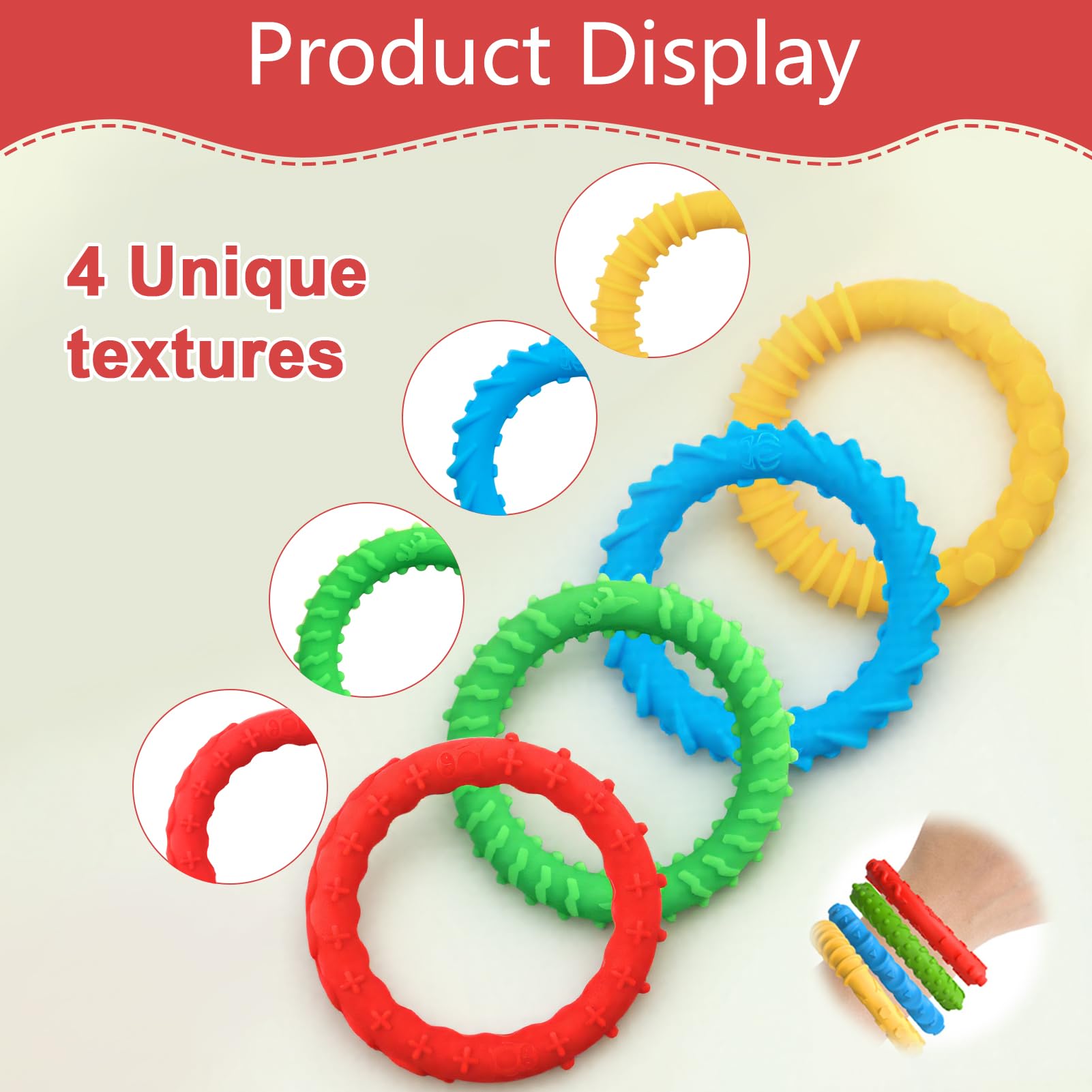 Sensory Fidget Bracelet Toys, 4 Pack Stretchy Fidget Bracelet Kids Toddlers - Image 3