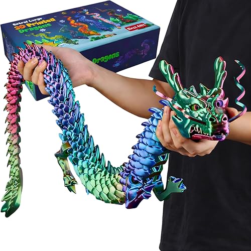 35.4in Large 3D Printed Dragon Toy with Gift Box -