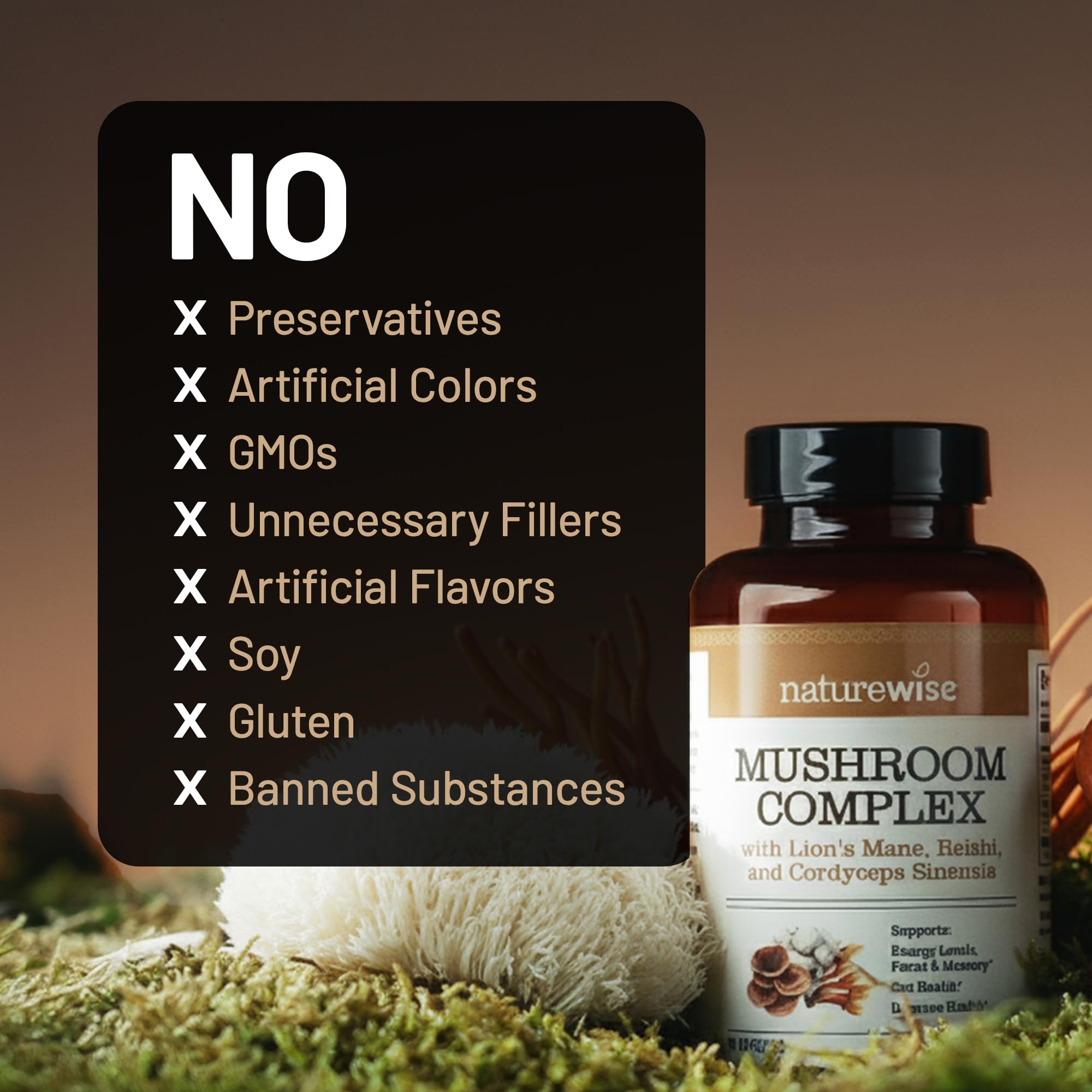 NatureWise Mushroom Complex - with Organic Lion's Mane + Reishi & Cordyceps Sinensis - Lions Mane Supplement with Organic Mushrooms - Vegan - Non-GMO - USA Manufactured - 90 Capsules[30-Day Supply] — Amazon image 9
