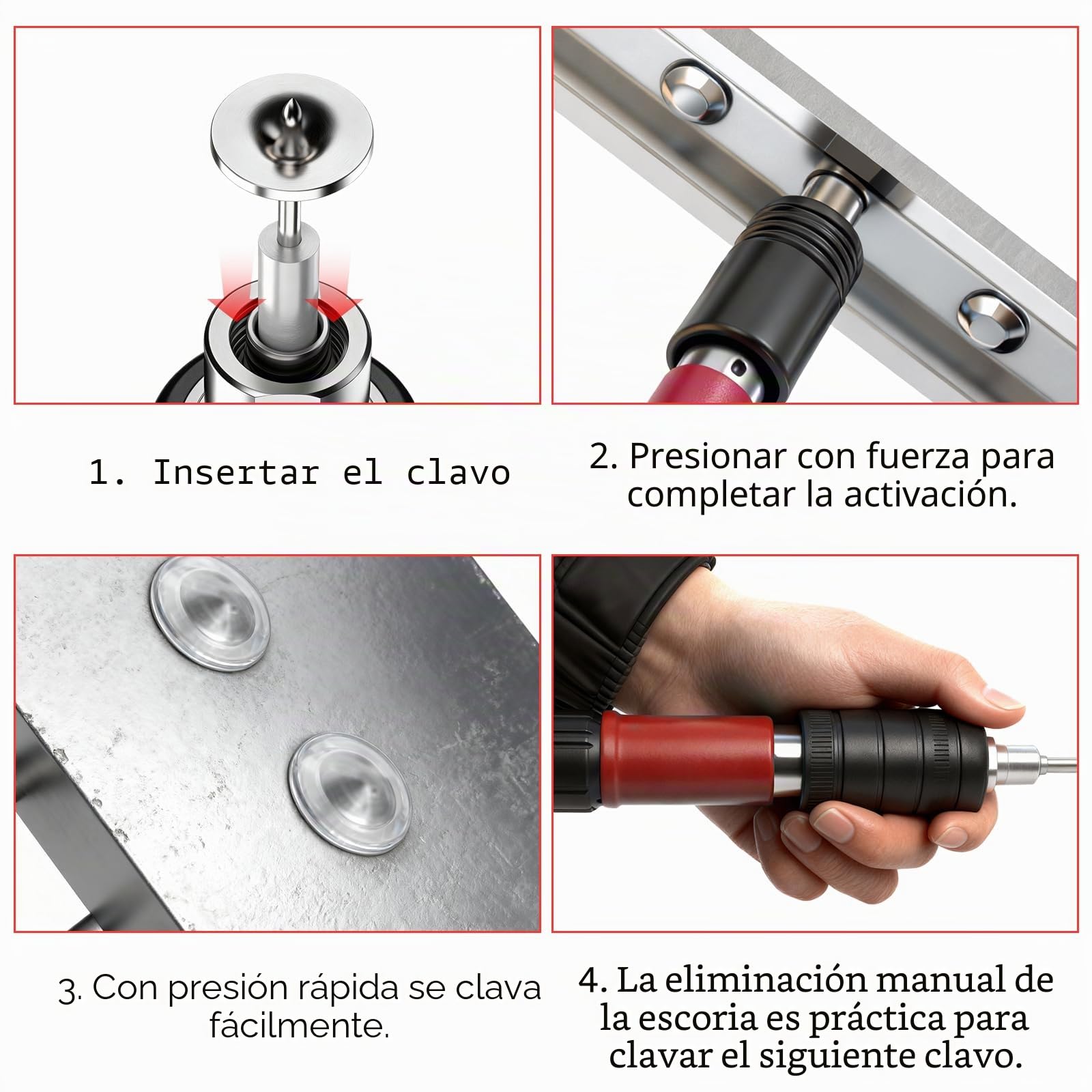 400 Clavos para Pistola de Impacto, 7,3 mm Mini Clavos para Clavadora, Clavos para Hormigón y Tejas, Compatibles con Pistola de Clavos Manual y Eléctrica （400 unidades）