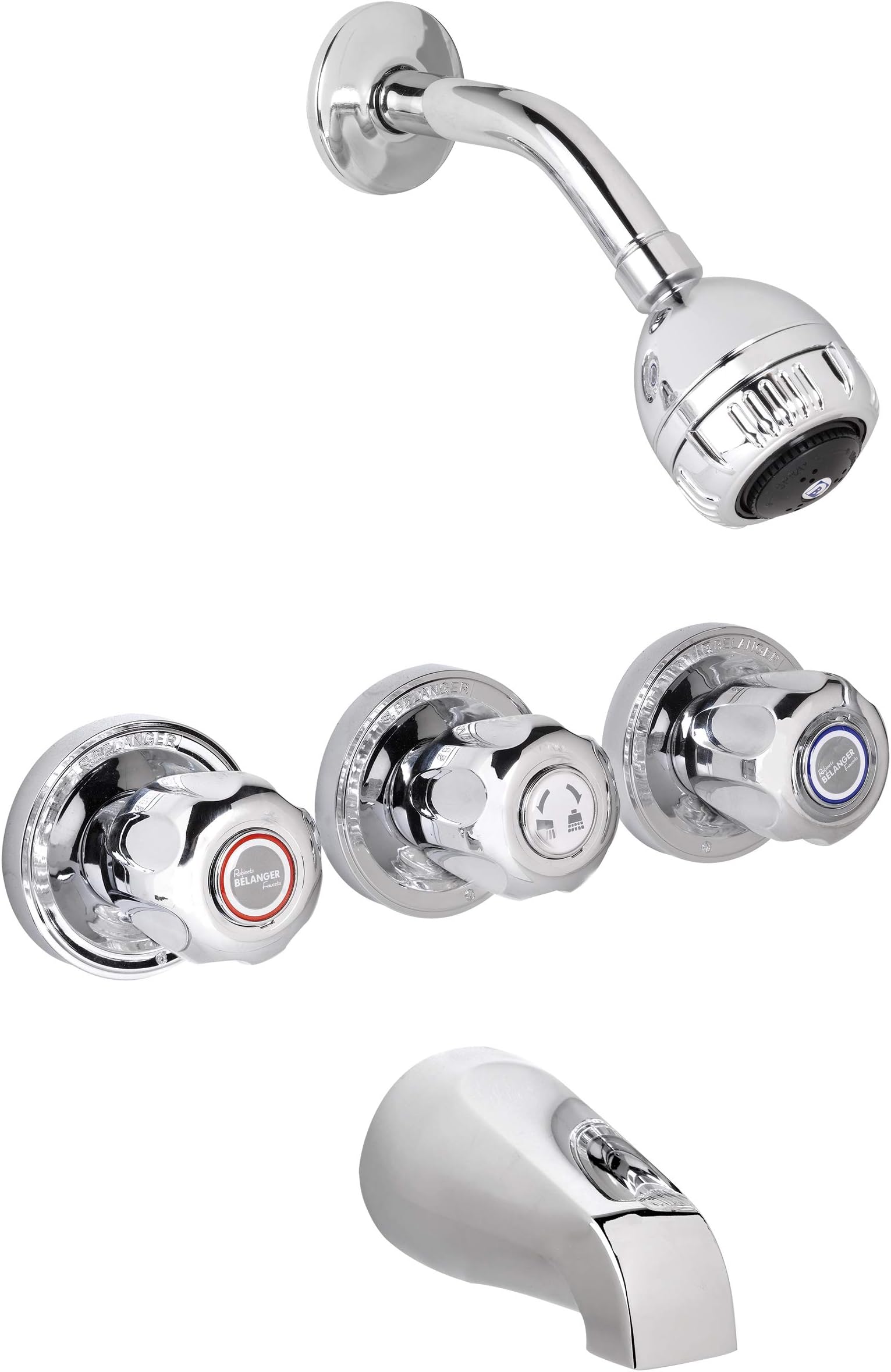 Belanger 3060W Bathtub/Shower Faucet with 3-Handles, Polished Chrome
