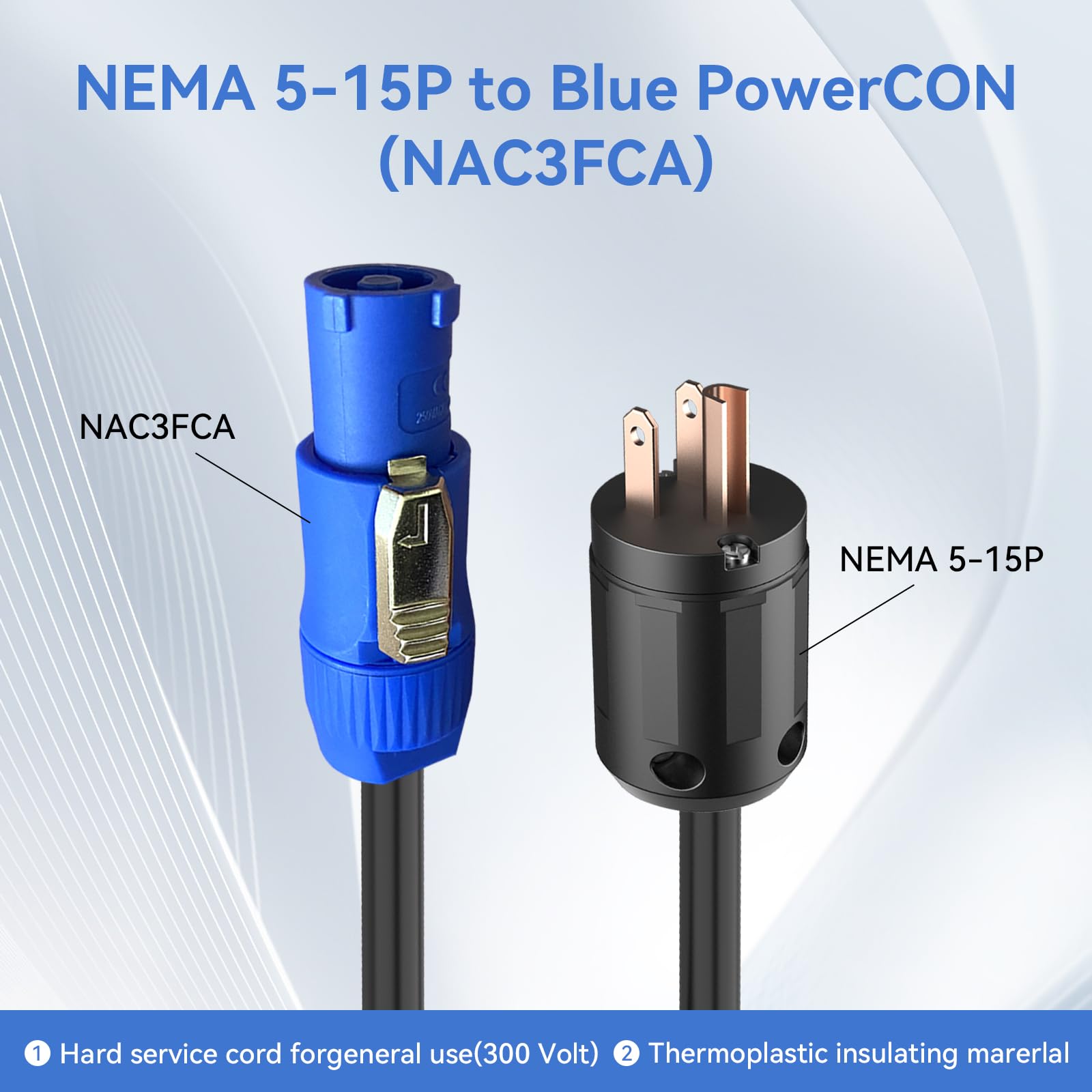 Amazon | 11AWG PowerCONケーブル、NEMA 5-15pからPowerCONコネクタ