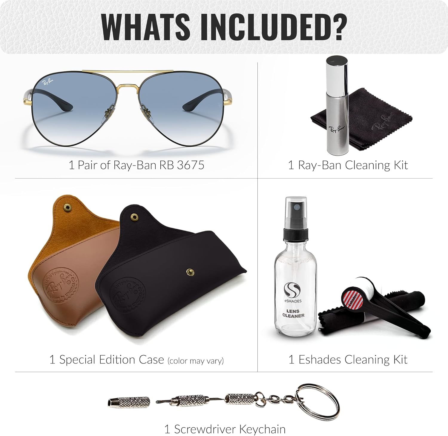 Ray-Ban RB3675 Pilot Shaped Sunglasses for Men & Women with Official RAYBAN Eyewear Kit