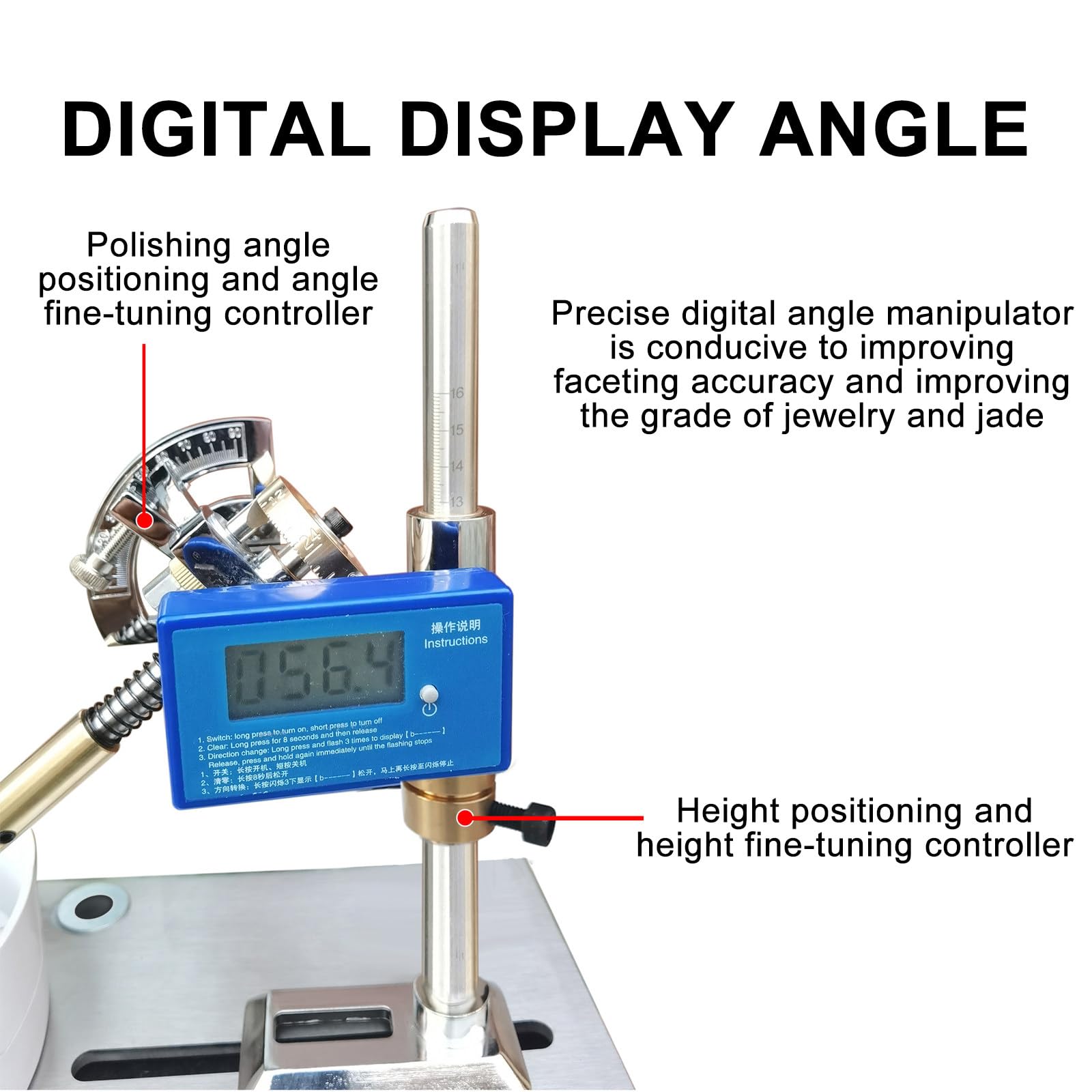LYDZUSDP Electric Gem Grinding Machine,with Angle Digital Display,Jewelry Faceting Machine,Jade Water Grinding Equipment(220V)