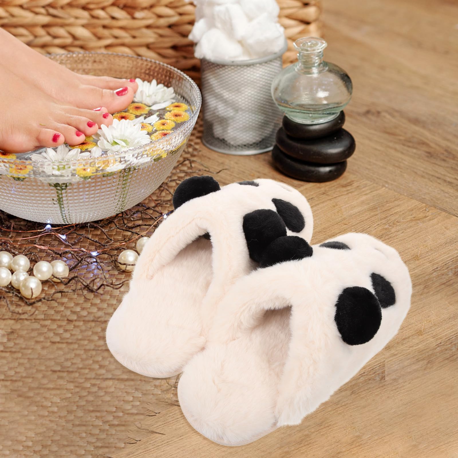 Pantofole Pelose Donna a Forma di Panda Cartone Animato Pantofole Calde da Interno Morbide e Traspiranti Scarpe Carine da Casa 28Cm 40-41 per Uso Quotidiano e Cosplay