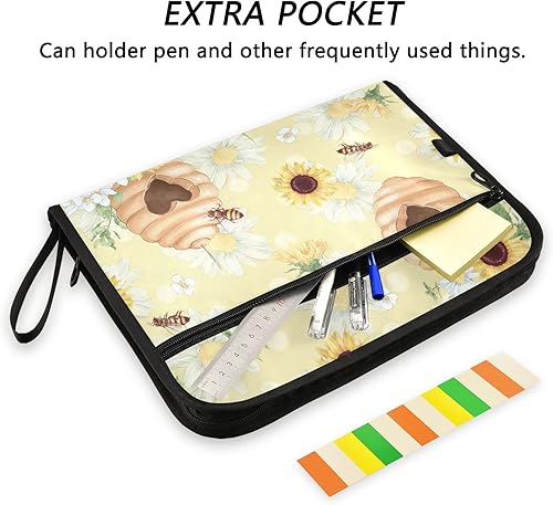 Miniatura 8 de ALAZA Carpeta de archivo expandible con diseño de rosas retro, 13 bolsillos, organizador de documentos expandible con cierre de cremallera para el