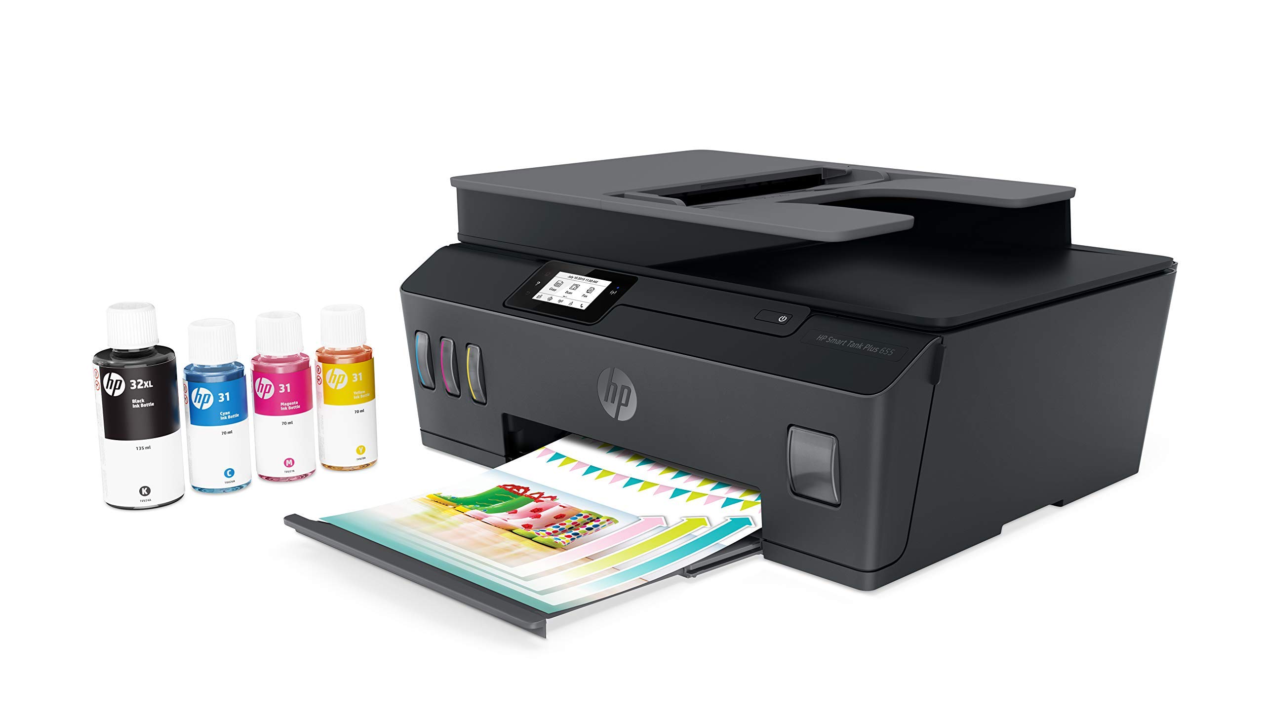 HP Smart Tank Plus 655 Multifunktionsdrucker (Drucker, Scanner, Kopierer, Fax, WLAN, AirPrint, 4-in-1, inklusive Tinte für bis zu 3 Jahre drucken), Schwarz