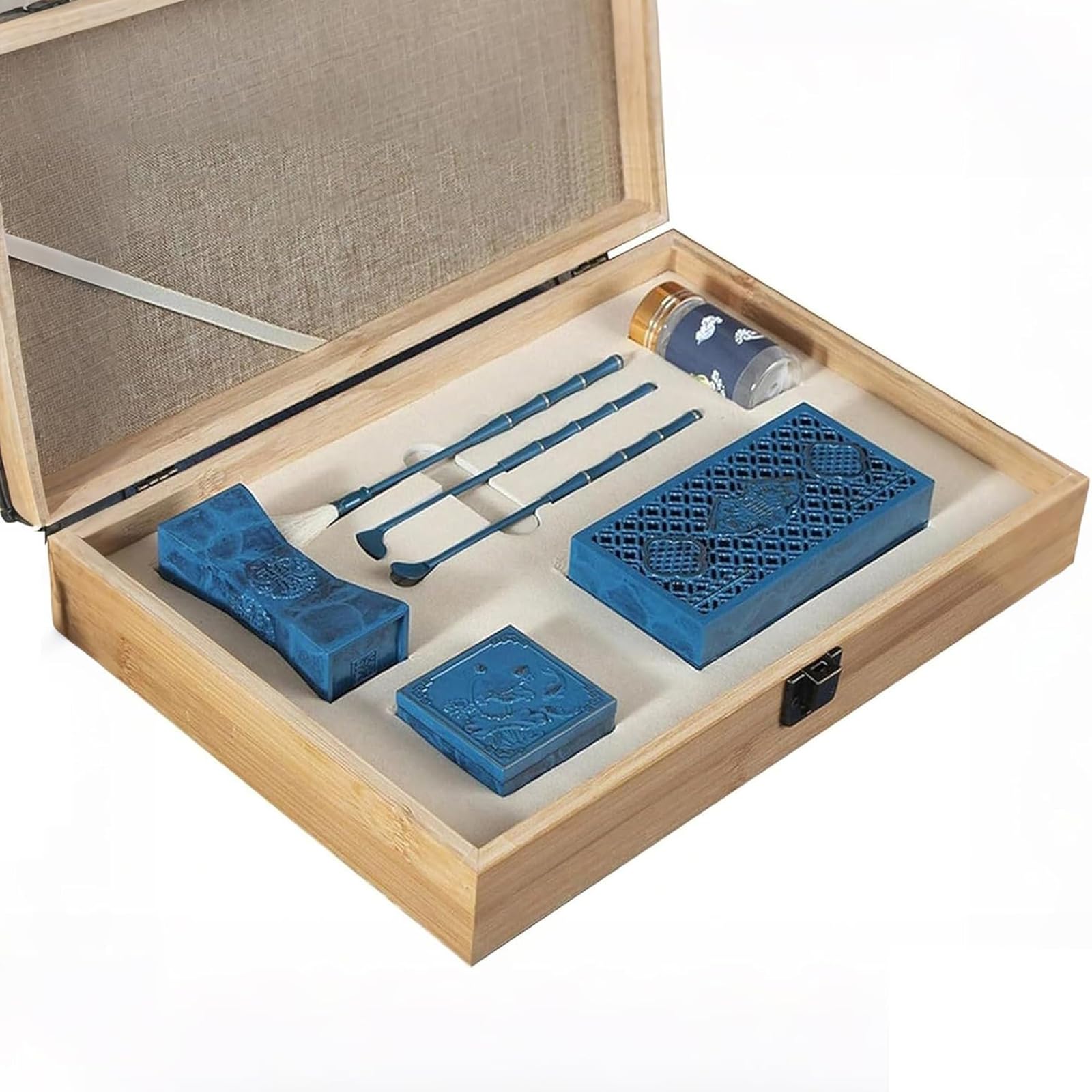 Kit per la produzione di incenso con bruciatore in ottone, con cucchiaio, pala, pennello per fragranze fai da te, meditazione e relax (8 pezzi)