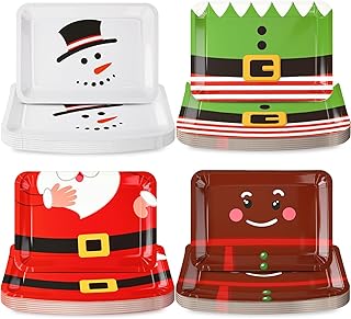48 Pcs 14" x 10" Extra Large Christmas Disposable Food Trays Platters Heavy Duty Rectangle Christmas Serving Trays Red Green Dinner Plates Xmas Dish Dessert Snack Dining Table Party Supply