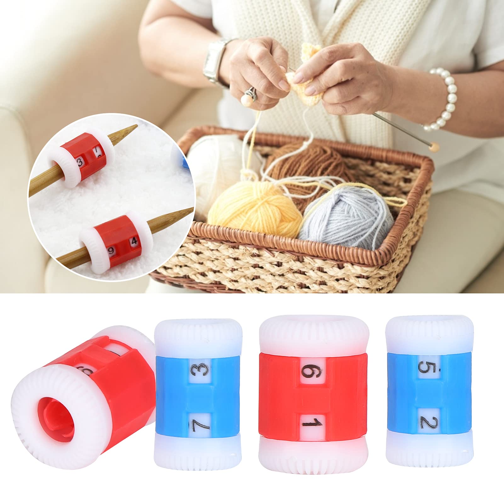Plastic Knit Counter Counting Ring Color Line Marker Row Stitch Tool Crochet Accessories Knitting Tool Knitting Crochet Notions (2 Large and 2 Small) - Image 4