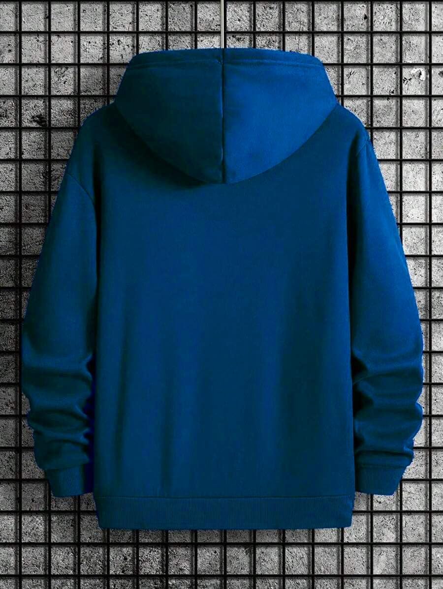 ZAFUL Men's Letter Print Hoodies Sweatshirts Fleece Lined Hooded Pullover Casual Long Sleeve Hoody with Pocket