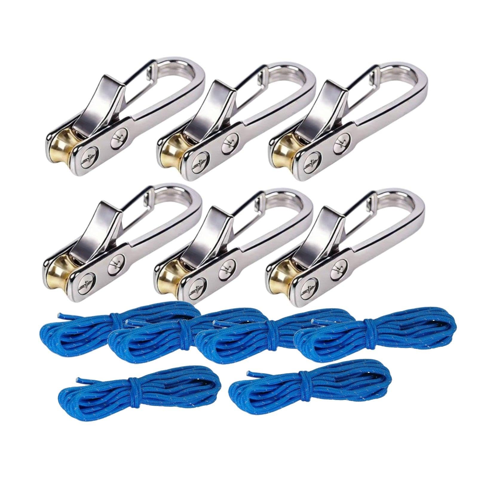 6 Pezzi Tenditore Corda con Rullo Ottone Regolatore Paracord Facile Blocca Corda Regolabile Portatile per Campeggio Viaggio in Tenda