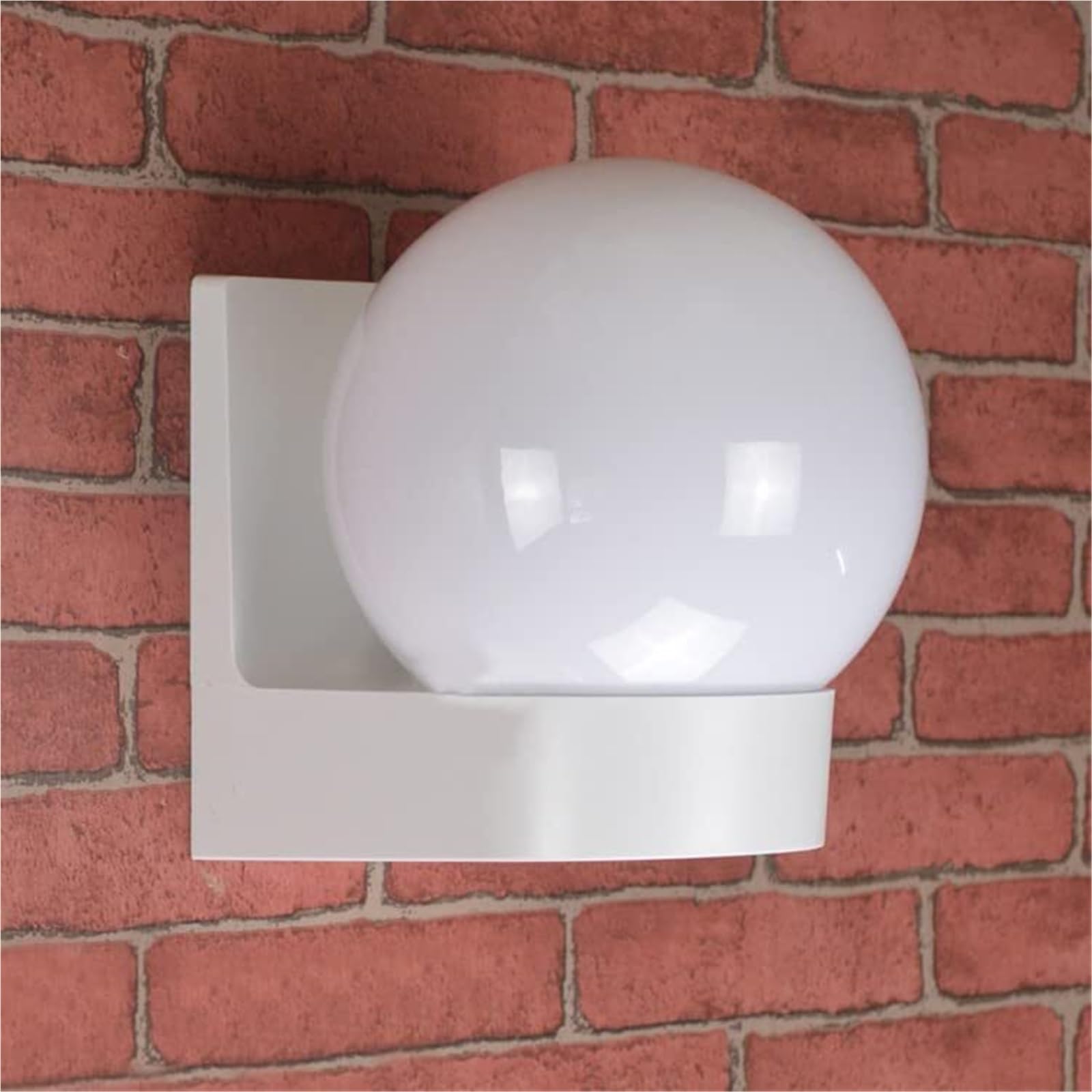 Khukhu White Base(15W) 15W Led Outdoor Light Fixture Terrace Wall Lanterns Lamp E27 Bulb,Waterproof Exterior Wall Sconce Lamp,Pmma Milky White Lampshade(,6000K)